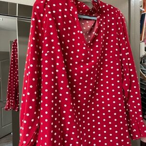 SHEIN Red Polka Dot Blouse